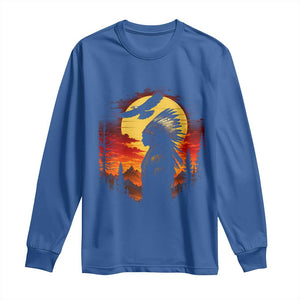 Vintage Native American Warrior Long Sleeve Shirt Indigenous Heritage Pride TS12 Royal Blue Print Your Wear
