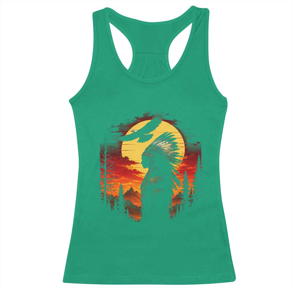 Vintage Native American Warrior Racerback Tank Top Indigenous Heritage Pride TS12 Irish Green Print Your Wear