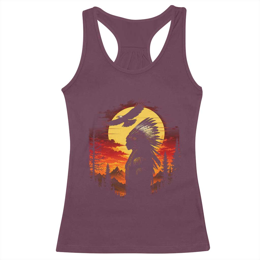 Vintage Native American Warrior Racerback Tank Top Indigenous Heritage Pride TS12 Maroon Print Your Wear