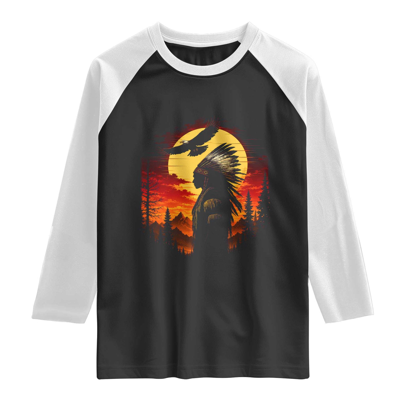 Vintage Native American Warrior Raglan Shirt Indigenous Heritage Pride TS12 Black White Print Your Wear