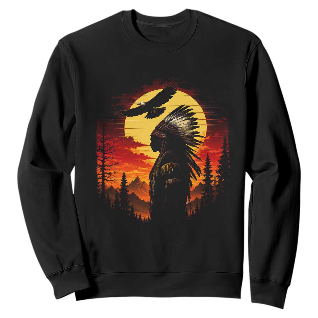 Vintage Native American Warrior Sweatshirt Indigenous Heritage Pride TS12 Black Print Your Wear