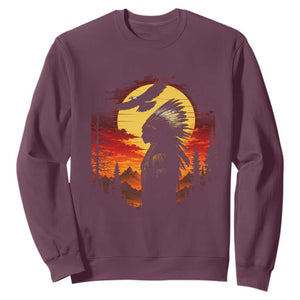 Vintage Native American Warrior Sweatshirt Indigenous Heritage Pride TS12 Maroon Print Your Wear