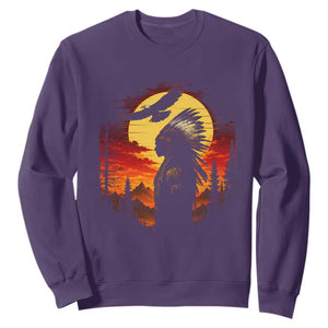 Vintage Native American Warrior Sweatshirt Indigenous Heritage Pride TS12 Purple Print Your Wear