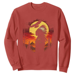 Vintage Native American Warrior Sweatshirt Indigenous Heritage Pride TS12 Red Print Your Wear