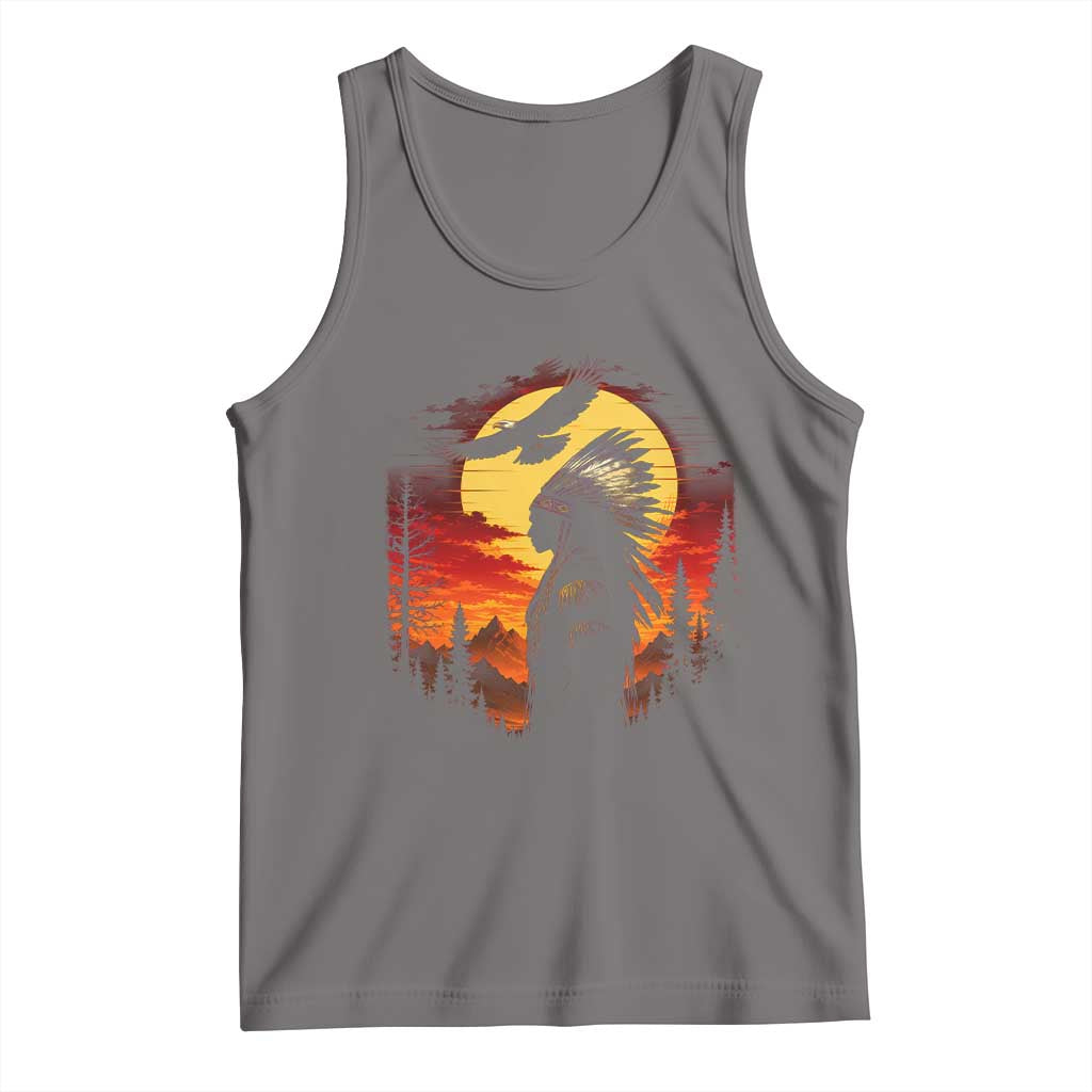 Vintage Native American Warrior Tank Top Indigenous Heritage Pride TS12 Deep Heather Print Your Wear