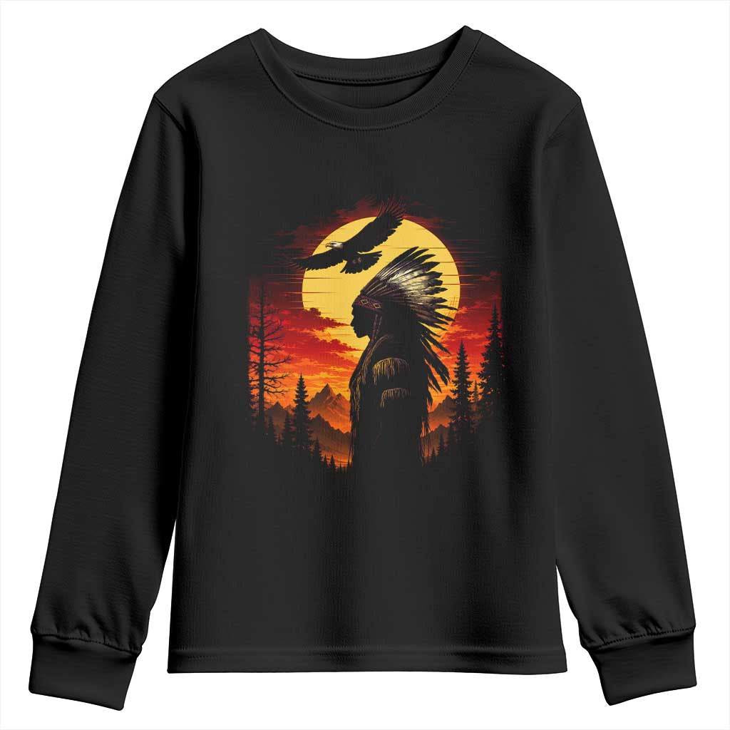 Vintage Native American Warrior Youth Sweatshirt Indigenous Heritage Pride TS12 Black Print Your Wear