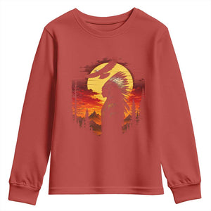 Vintage Native American Warrior Youth Sweatshirt Indigenous Heritage Pride TS12 Red Print Your Wear