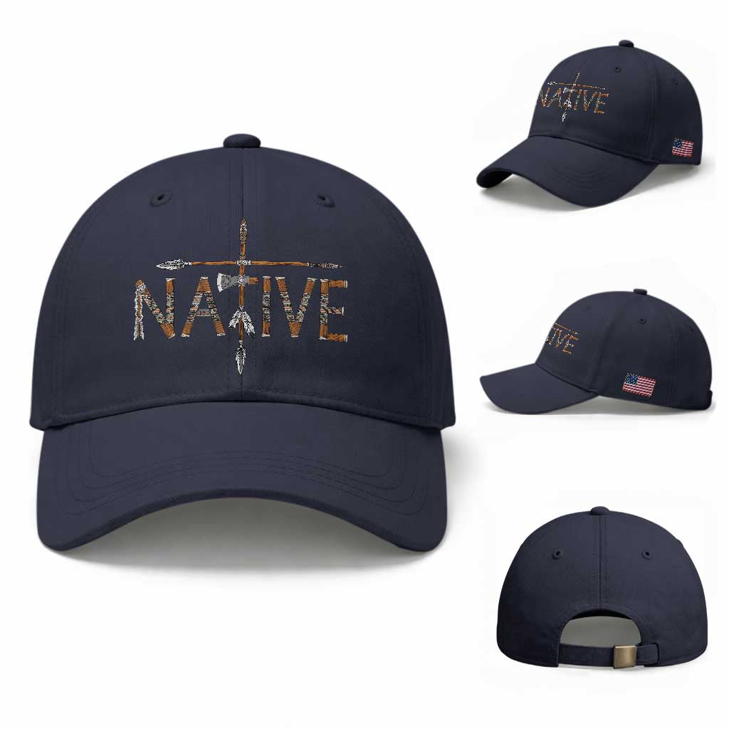 Western Style Tribal Feather Baseball Cap Vintage Boho Graphic TS12 Baseball Cap Universal Fit Navy Print Your Wear
