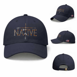 Western Style Tribal Feather Baseball Cap Vintage Boho Graphic TS12 Baseball Cap Universal Fit Navy Print Your Wear