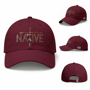 Western Style Tribal Feather Baseball Cap Vintage Boho Graphic TS12 Baseball Cap Universal Fit Maroon Print Your Wear