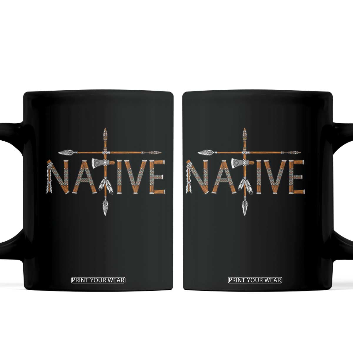 Western Style Tribal Feather Coffee Mug Vintage Boho Graphic TS12 Black Print Your Wear