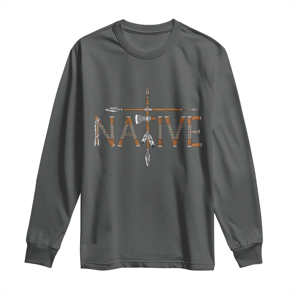 Western Style Tribal Feather Long Sleeve Shirt Vintage Boho Graphic TS12 Dark Heather Print Your Wear