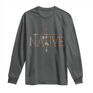 Western Style Tribal Feather Long Sleeve Shirt Vintage Boho Graphic TS12 Dark Heather Print Your Wear