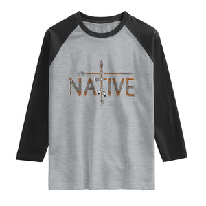 Western Style Tribal Feather Raglan Shirt Vintage Boho Graphic TS12 Heather Gray Black Print Your Wear
