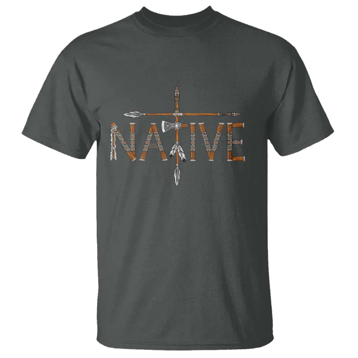 Western Style Tribal Feather T Shirt Vintage Boho Graphic TS12 Dark Heather Print Your Wear
