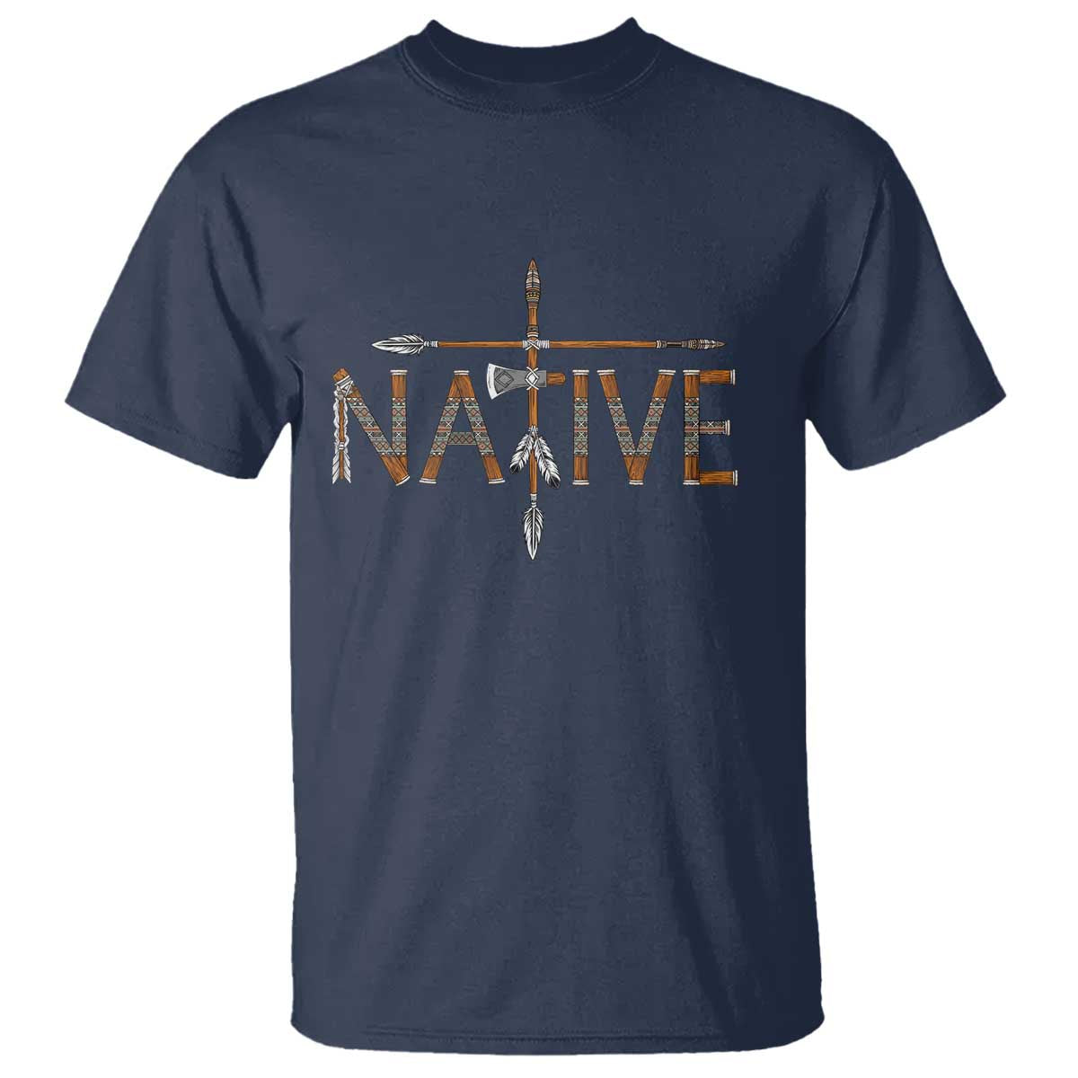 Western Style Tribal Feather T Shirt Vintage Boho Graphic TS12 Navy Print Your Wear