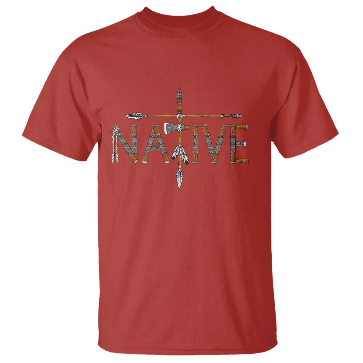 Western Style Tribal Feather T Shirt Vintage Boho Graphic TS12 Red Print Your Wear