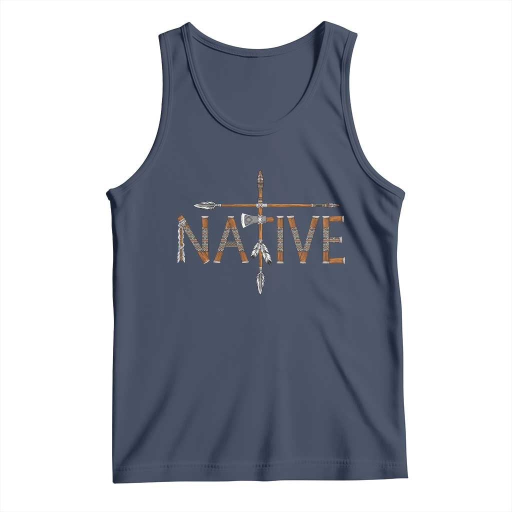Western Style Tribal Feather Tank Top Vintage Boho Graphic TS12 Navy Print Your Wear