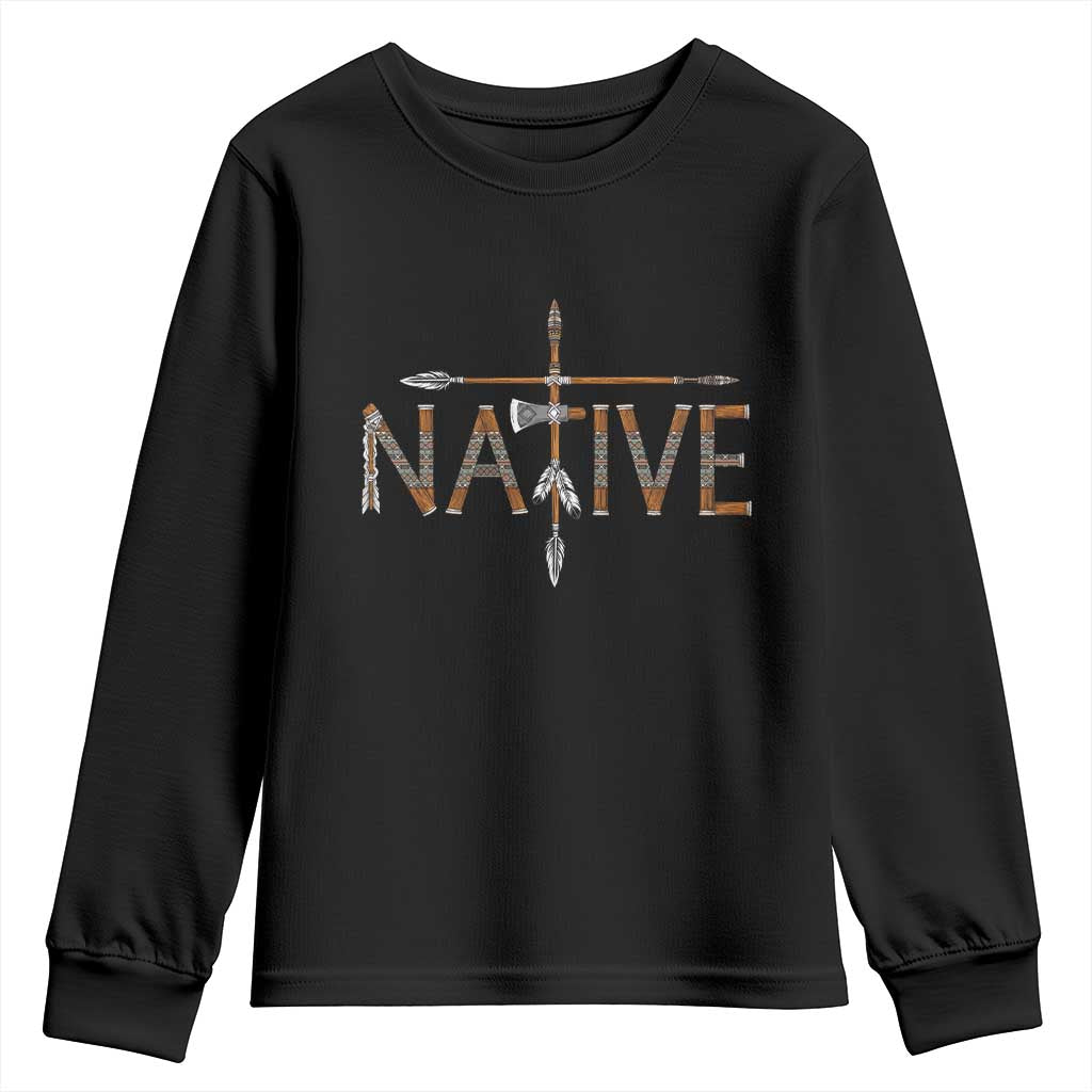 Western Style Tribal Feather Youth Sweatshirt Vintage Boho Graphic TS12 Black Print Your Wear