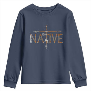 Western Style Tribal Feather Youth Sweatshirt Vintage Boho Graphic TS12 Navy Print Your Wear