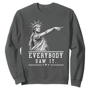Liberty Has Spoken Everybody Saw It Sweatshirt Funny Pointing Statue Basketball Parody TS12 Dark Heather Print Your Wear
