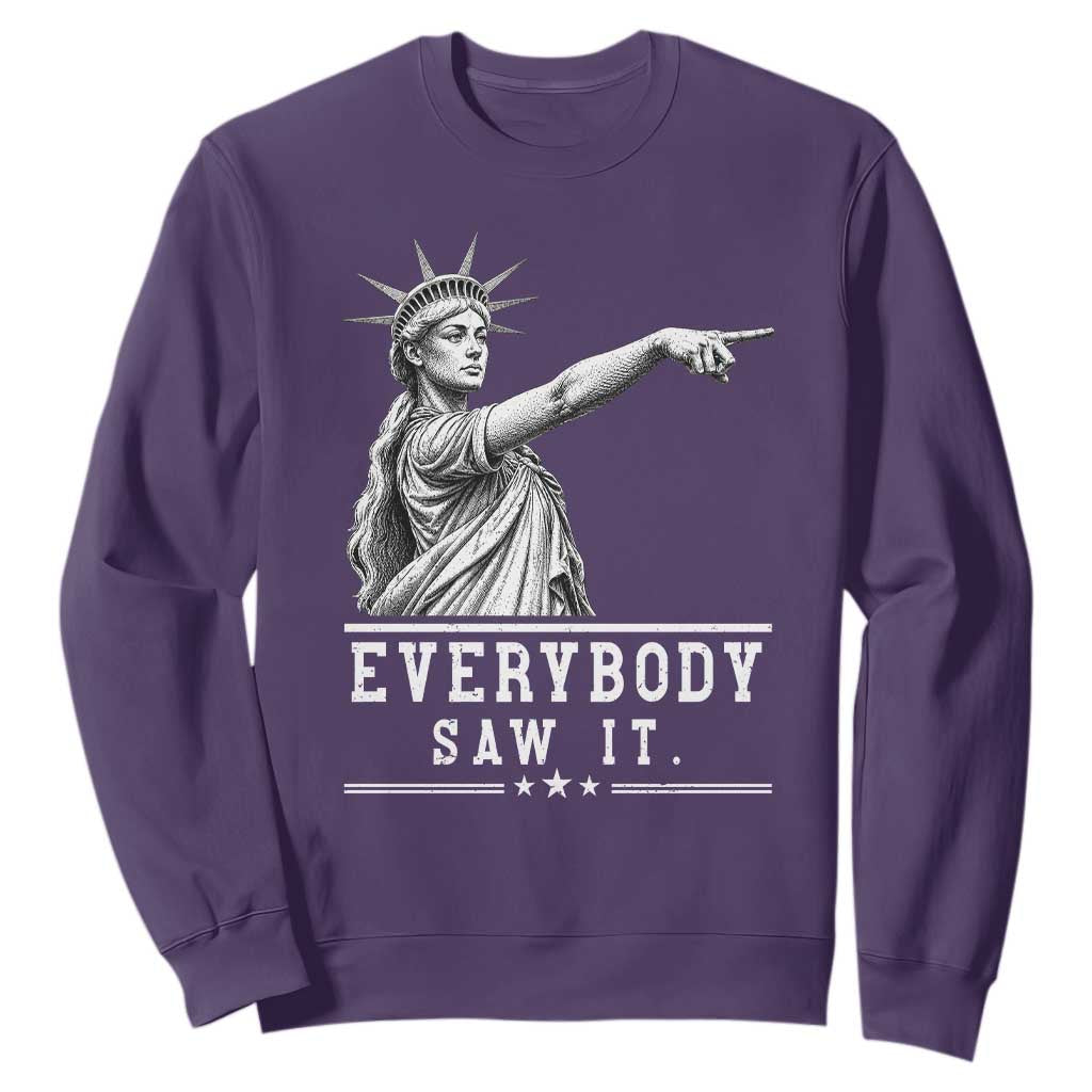 Liberty Has Spoken Everybody Saw It Sweatshirt Funny Pointing Statue Basketball Parody TS12 Purple Print Your Wear