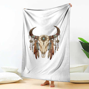 Vintage Southwestern Cow Skull Throw Blanket Boho Feather Western Graphic TS12 Print Your Wear