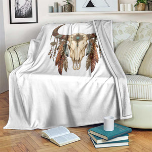 Vintage Southwestern Cow Skull Throw Blanket Boho Feather Western Graphic TS12 Print Your Wear