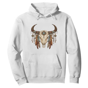 Vintage Southwestern Cow Skull Hoodie Boho Feather Western Graphic TS12 White Print Your Wear