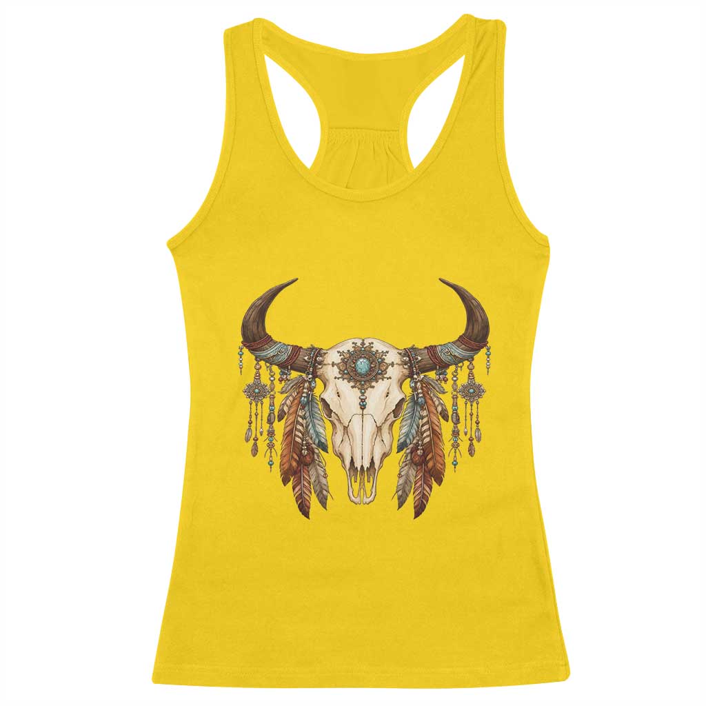 Vintage Southwestern Cow Skull Racerback Tank Top Boho Feather Western Graphic TS12 Daisy Print Your Wear