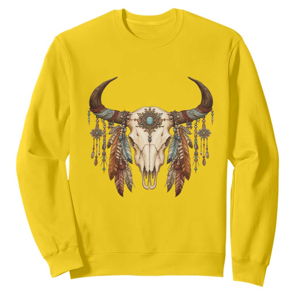 Vintage Southwestern Cow Skull Sweatshirt Boho Feather Western Graphic TS12 Daisy Print Your Wear