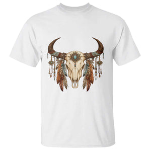 Vintage Southwestern Cow Skull T Shirt Boho Feather Western Graphic TS12 White Print Your Wear