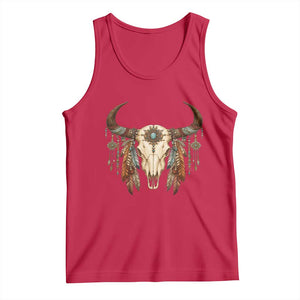 Vintage Southwestern Cow Skull Tank Top Boho Feather Western Graphic TS12 Red Print Your Wear