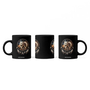 Vintage Native American Woman With White Wolf Graphic Coffee Mug TS12 Print Your Wear