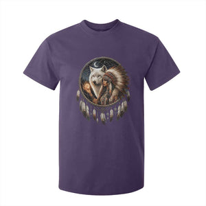 Vintage Native American Woman With White Wolf Graphic T Shirt For Kid TS12 Purple Print Your Wear