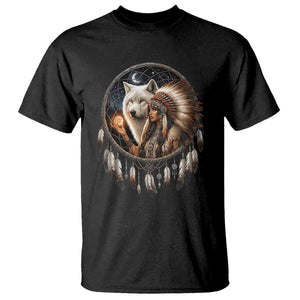 Vintage Native American Woman With White Wolf Graphic T Shirt TS12 Black Print Your Wear