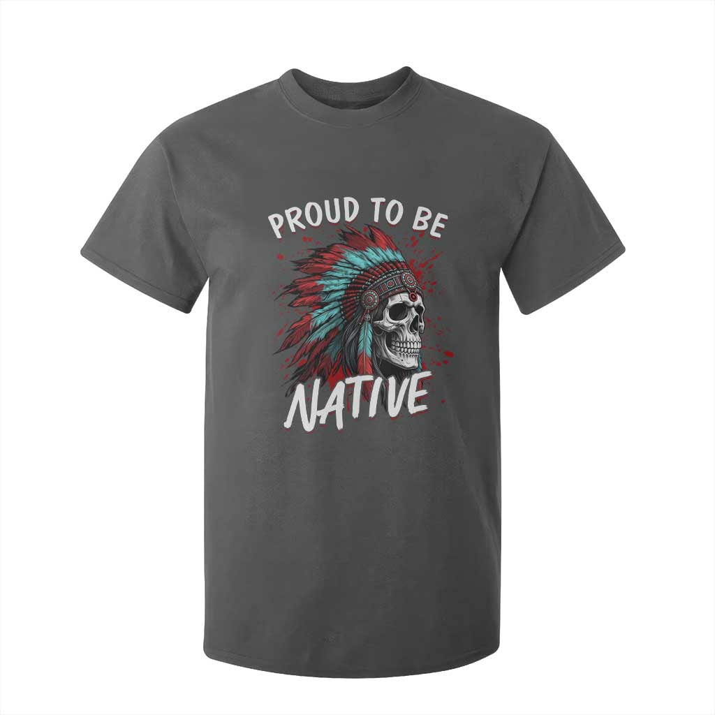 Proud To Be Native T Shirt For Kid Native American Skull Headdress Graphic TS12 Dark Heather Print Your Wear