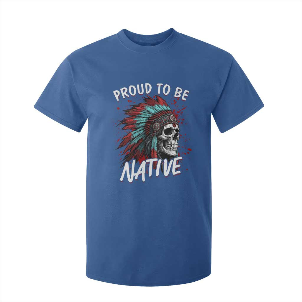 Proud To Be Native T Shirt For Kid Native American Skull Headdress Graphic TS12 Royal Blue Print Your Wear