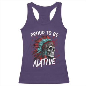 Proud To Be Native Racerback Tank Top Native American Skull Headdress Graphic TS12 Purple Print Your Wear