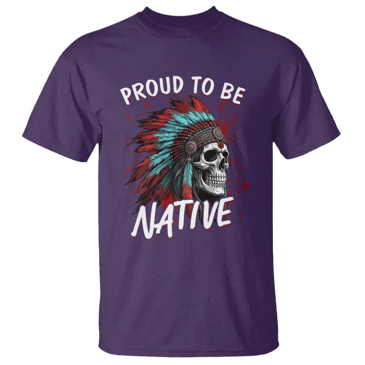 Proud To Be Native T Shirt Native American Skull Headdress Graphic TS12 Purple Print Your Wear