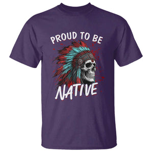 Proud To Be Native T Shirt Native American Skull Headdress Graphic TS12 Purple Print Your Wear