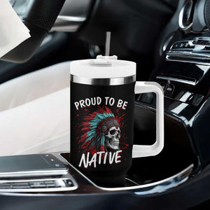 Proud To Be Native Tumbler With Handle Native American Skull Headdress Graphic TS12 Print Your Wear