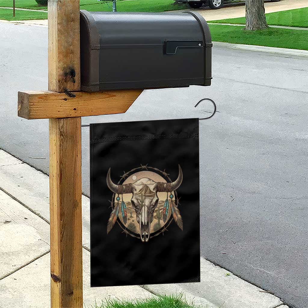 Southwestern Desert Bull Skull Garden Flag Rustic Western Feather Emblem TS12 Print Your Wear
