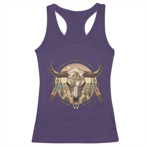 Southwestern Desert Bull Skull Racerback Tank Top Rustic Western Feather Emblem TS12 Purple Print Your Wear