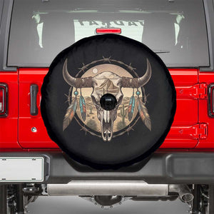 Southwestern Desert Bull Skull Spare Tire Cover Rustic Western Feather Emblem TS12 Black Print Your Wear