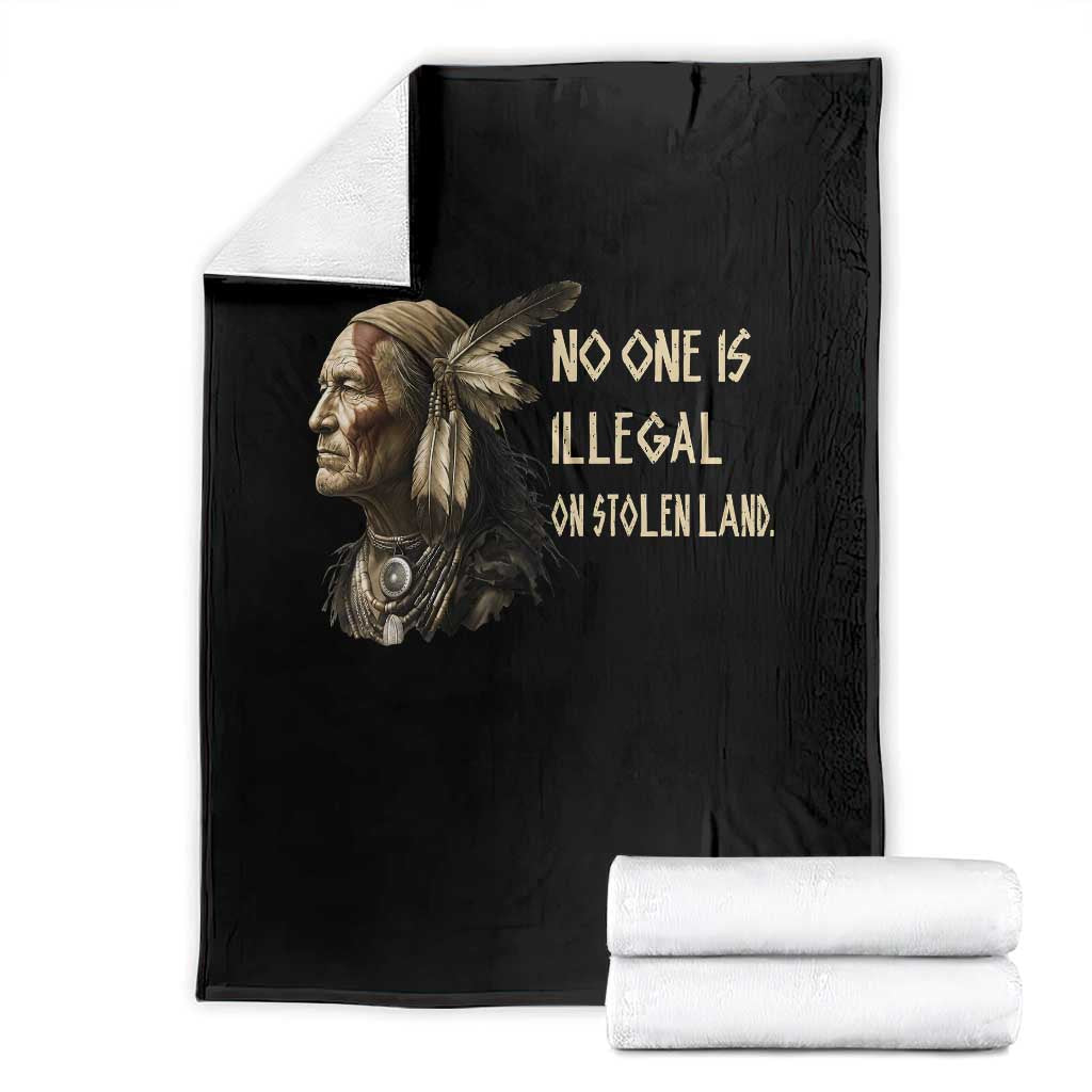 Indigenous Peoples Day Gift Throw Blanket No One Is Illegal On Stolen Land TS12 Black Print Your Wear