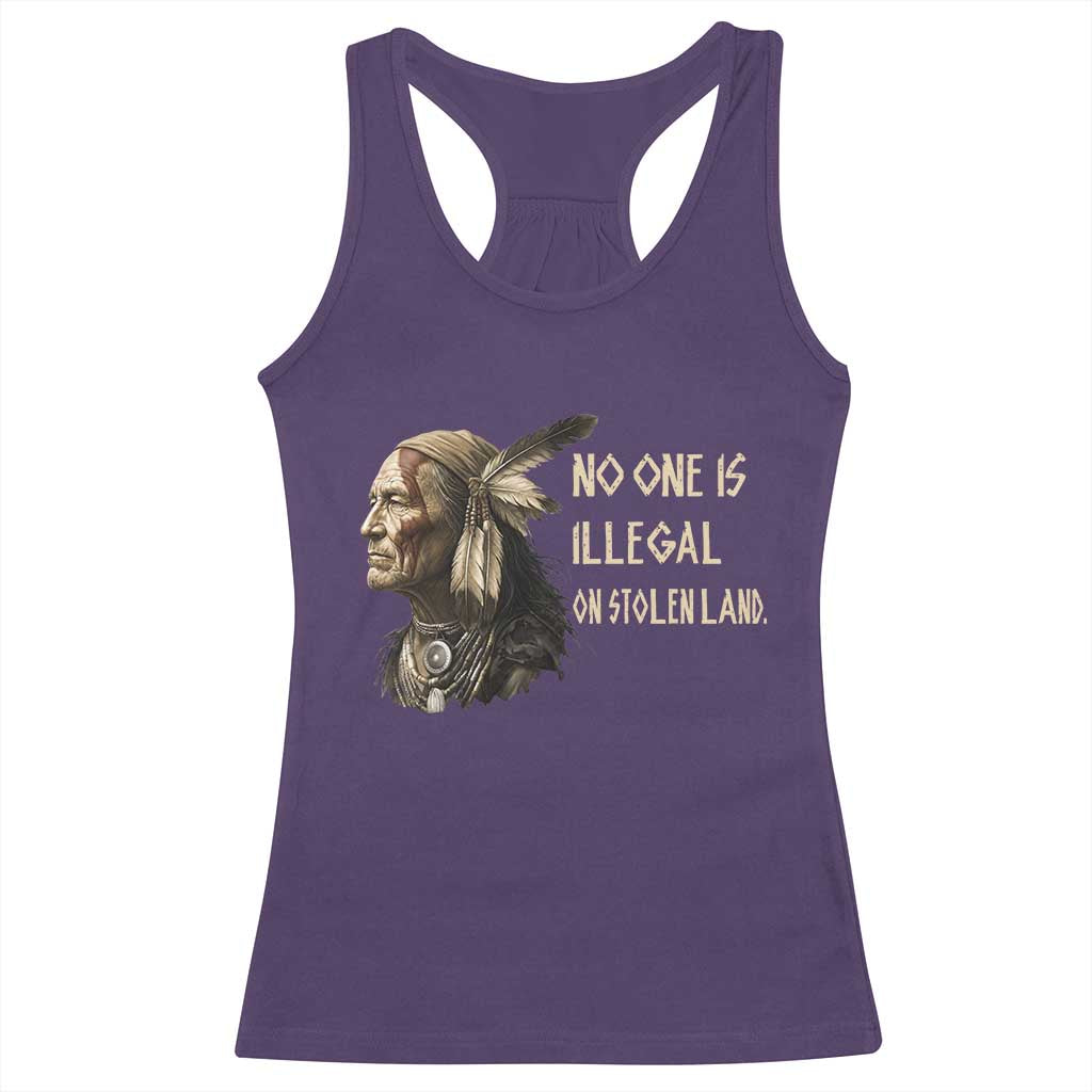 Indigenous Peoples Day Gift Racerback Tank Top No One Is Illegal On Stolen Land TS12 Purple Print Your Wear