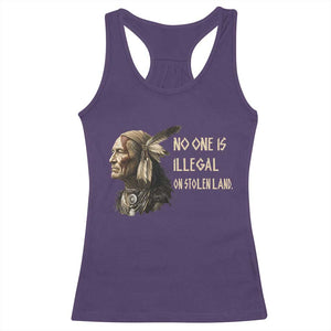 Indigenous Peoples Day Gift Racerback Tank Top No One Is Illegal On Stolen Land TS12 Purple Print Your Wear