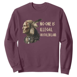 Indigenous Peoples Day Gift Sweatshirt No One Is Illegal On Stolen Land TS12 Maroon Print Your Wear