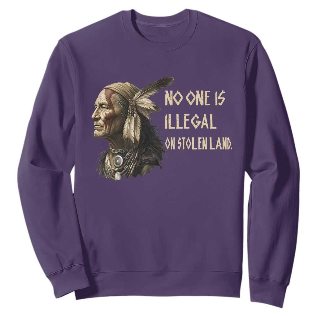 Indigenous Peoples Day Gift Sweatshirt No One Is Illegal On Stolen Land TS12 Purple Print Your Wear